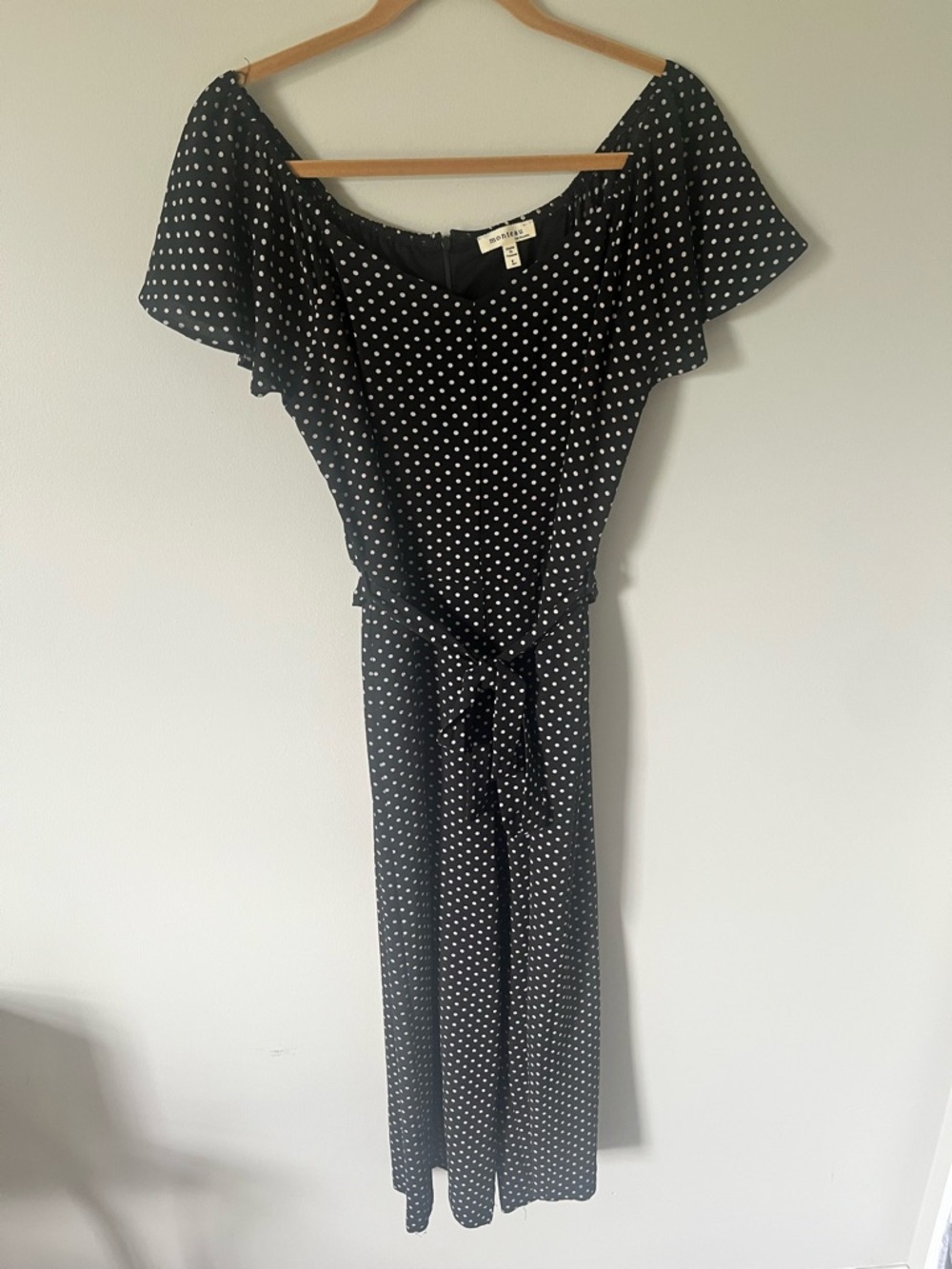 Black Polka Dot Jumpsuit with Tie Waist
